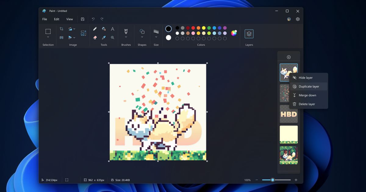 Microsoft Paint introduces support for Layers, Transparency, and more ...