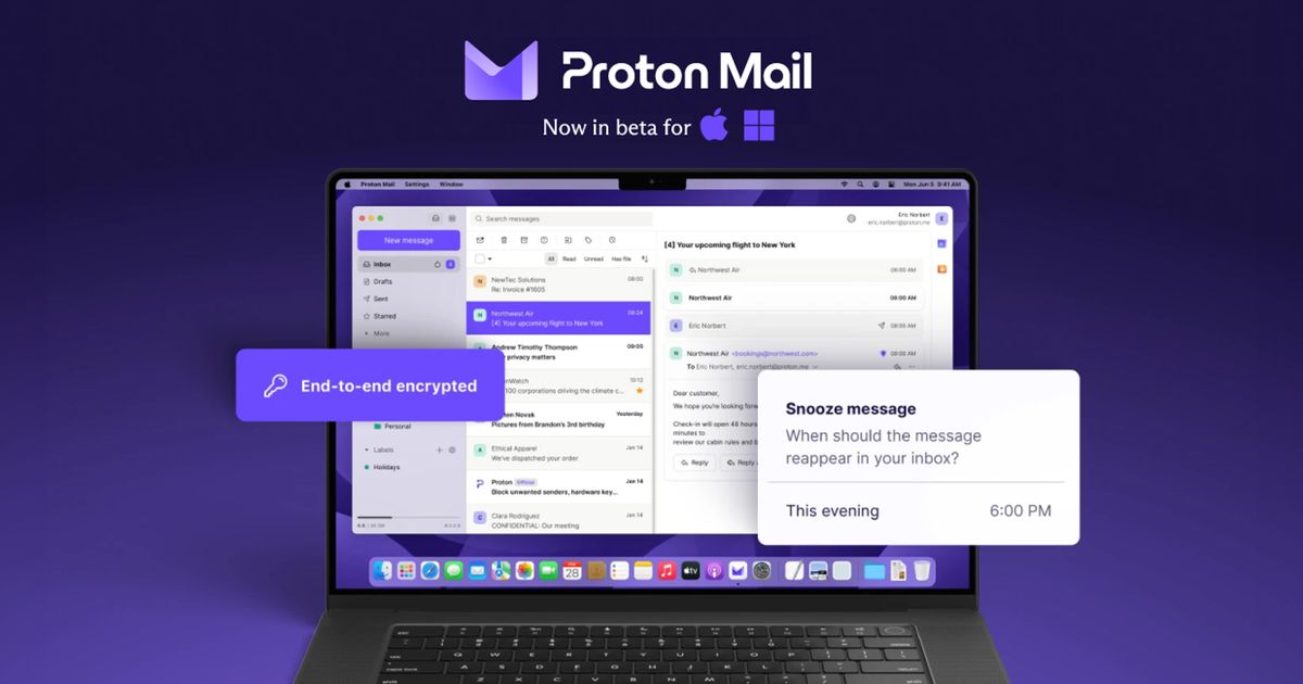 ProtonMail launches encrypted email desktop apps in beta for Windows ...