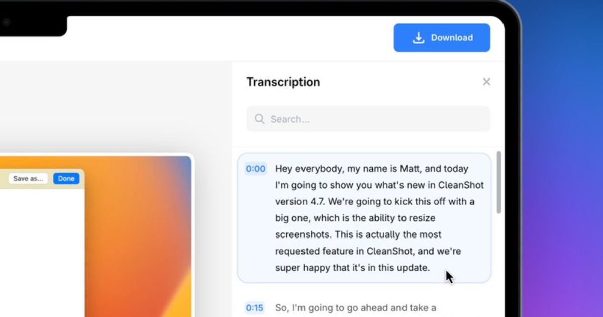 CleanShot Cloud launches video transcription feature | AlternativeTo