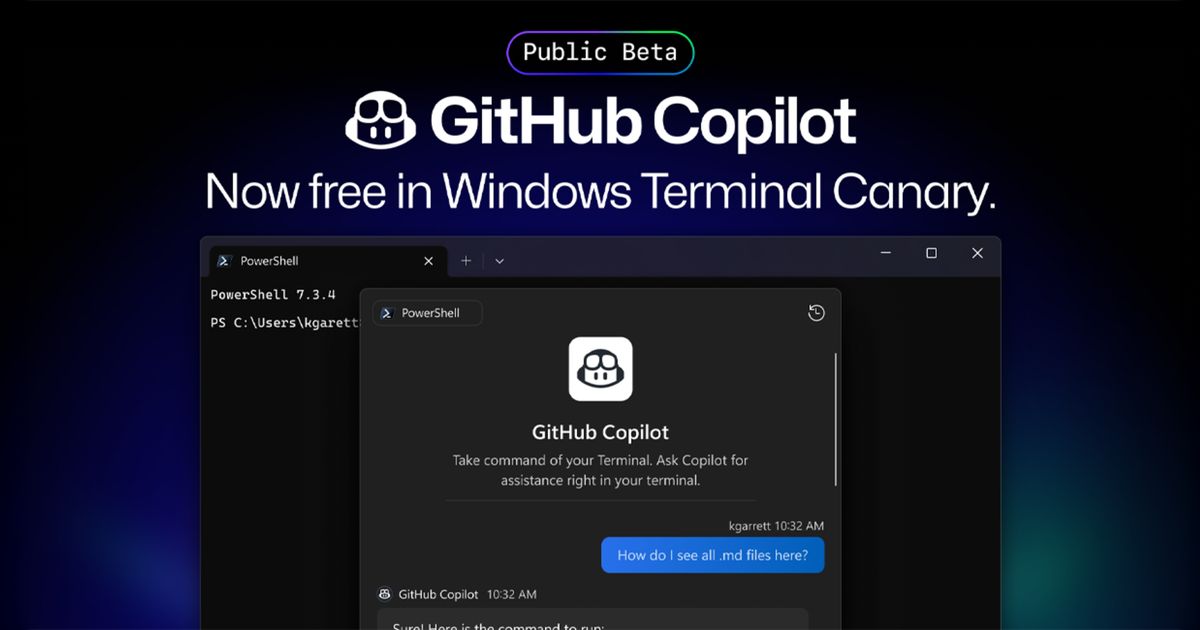 GitHub Copilot now free in Windows Terminal Canary with AI-powered ...