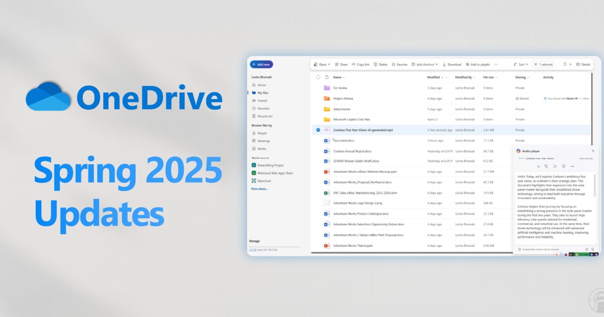 OneDrive adds new AI File Insights, Audio Overviews, advanced PDF tools ...