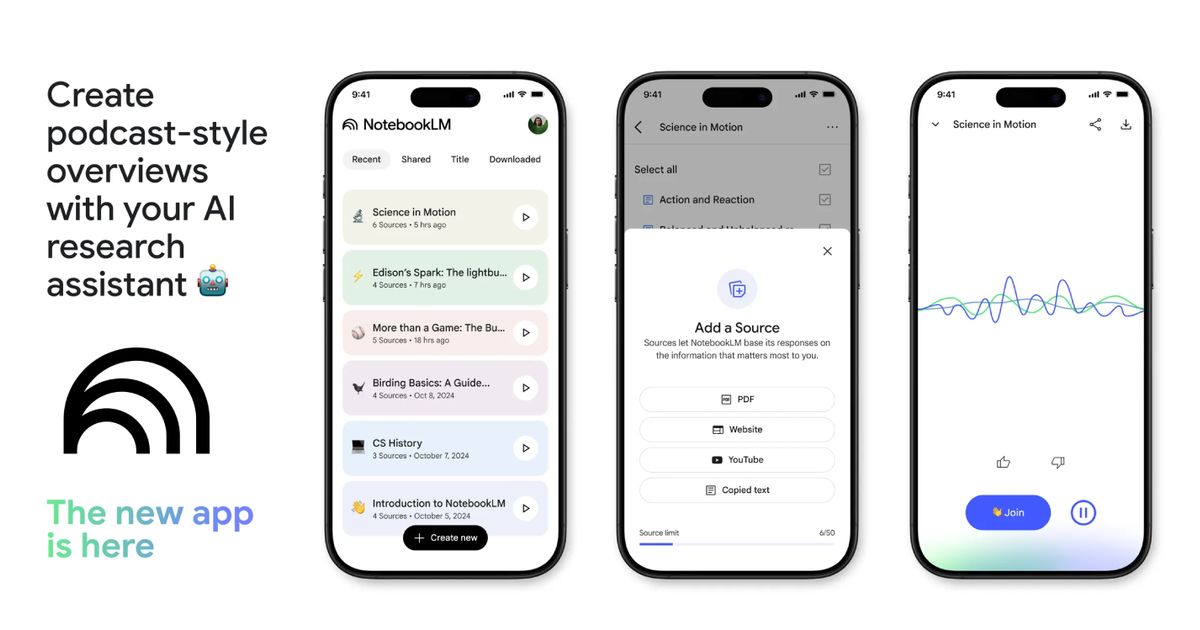 Google launches NotebookLM app for iOS & Android to listen to Audio ...