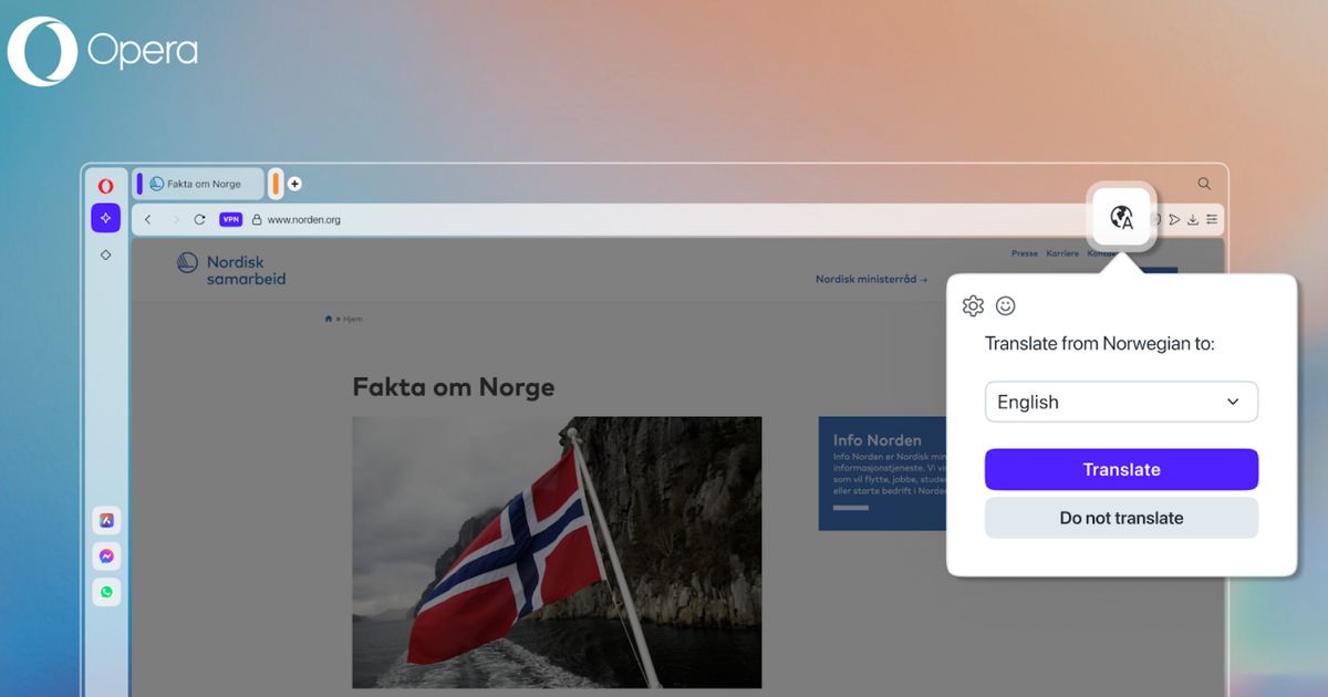 Opera Projected Translation Opera One improves browsing with new Translation and Tab Management ...