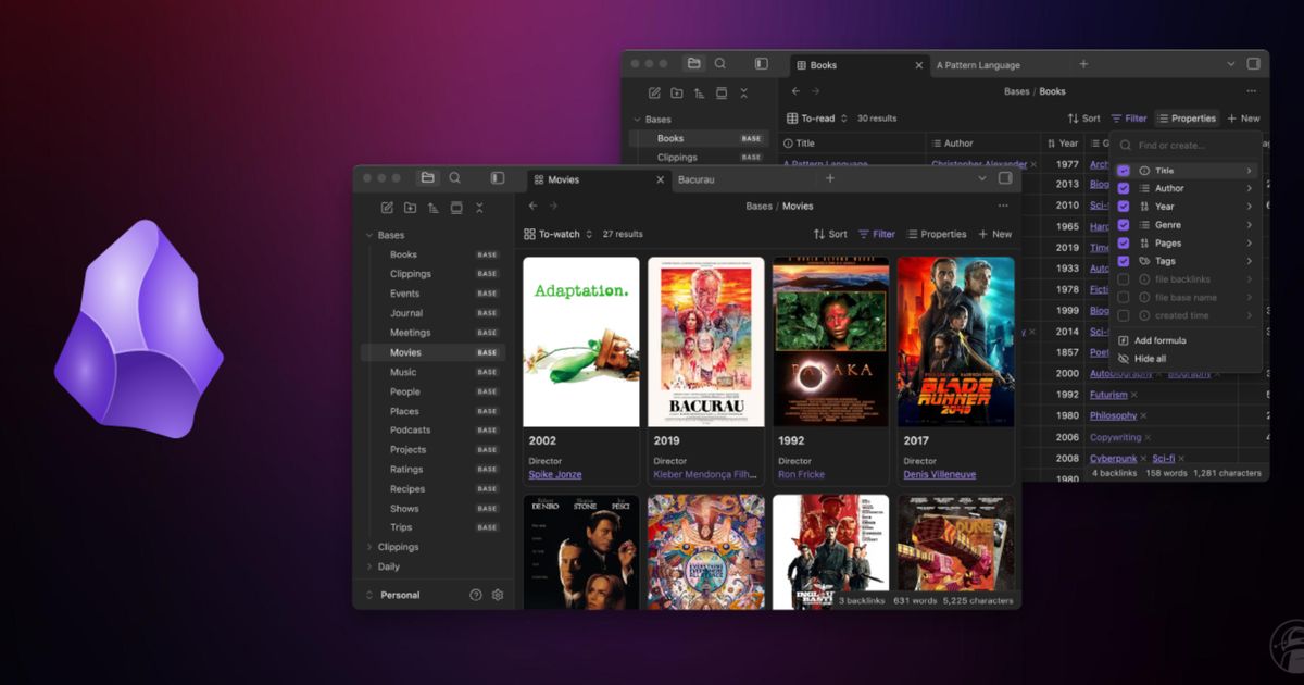 Obsidian launches new Bases plugin for database workflows and property ...