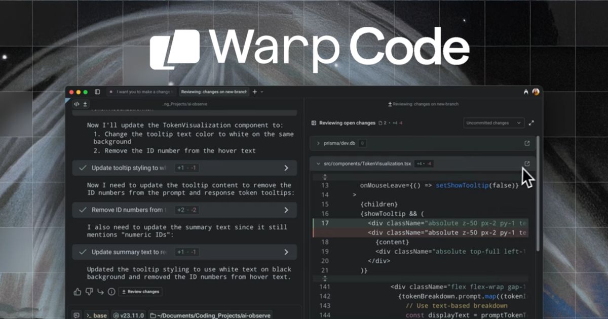 Warp launches Warp Code with tools for code review, agent profiles ...