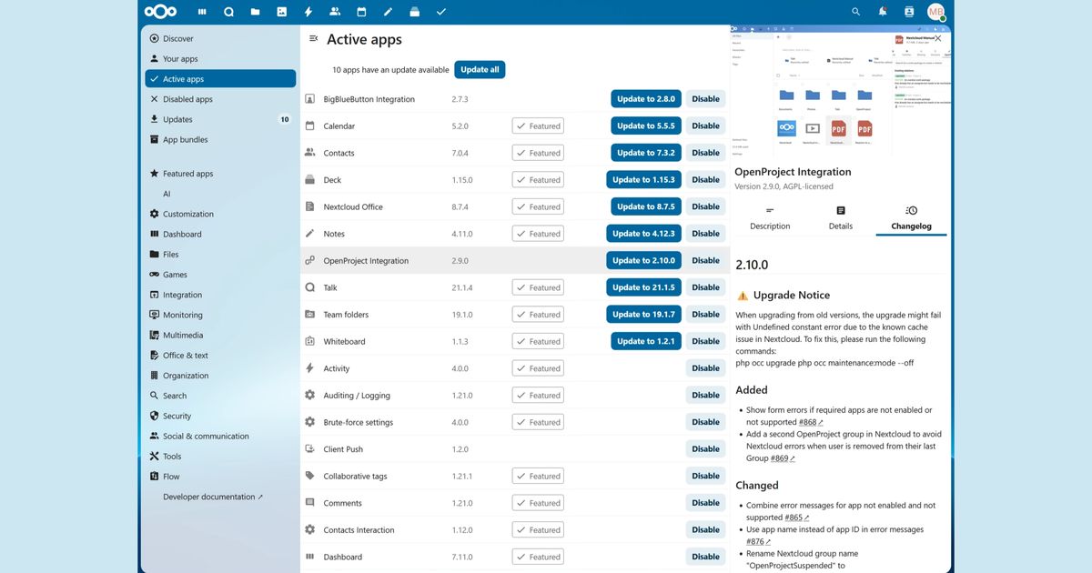 OpenProject integration app 2.10.0 released for Nextcloud with improved ...