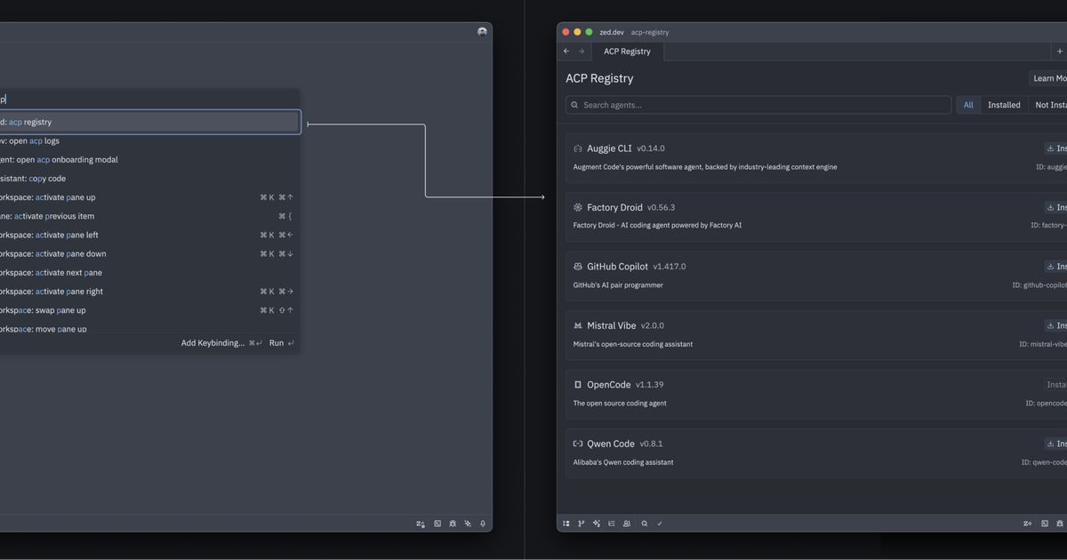 ACP Registry debuts in Zed Editor with built-in IDE support