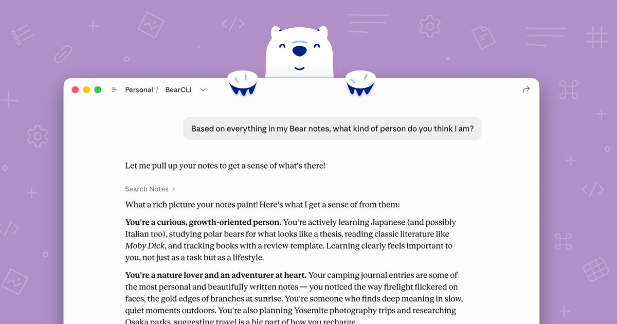 Bear 2.8 released with Bear CLI, Claude Connector, and MCP server for ...