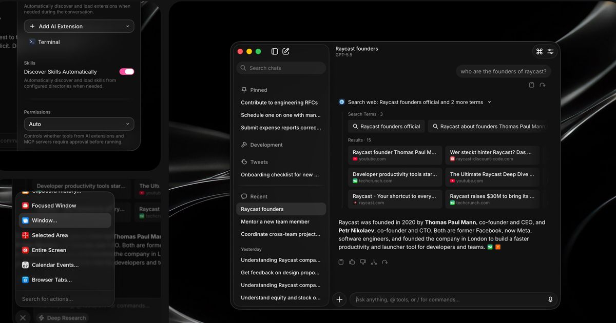 AI Chat in Raycast gets new design, skills, and macOS integration