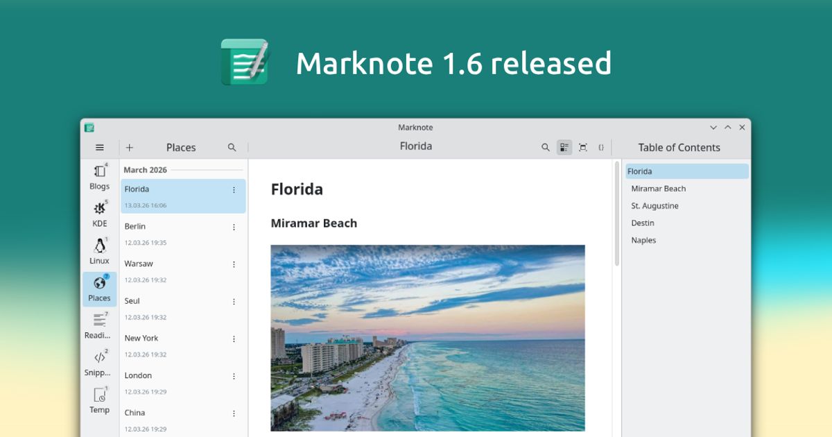 Marknote 1.6 adds initial sub-folder support, background blur effect ...
