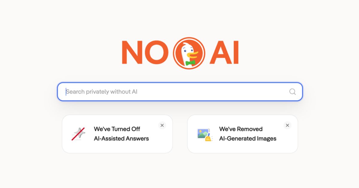DuckDuckGo’s No AI search tool reports huge traffic growth as Google pushes AI results