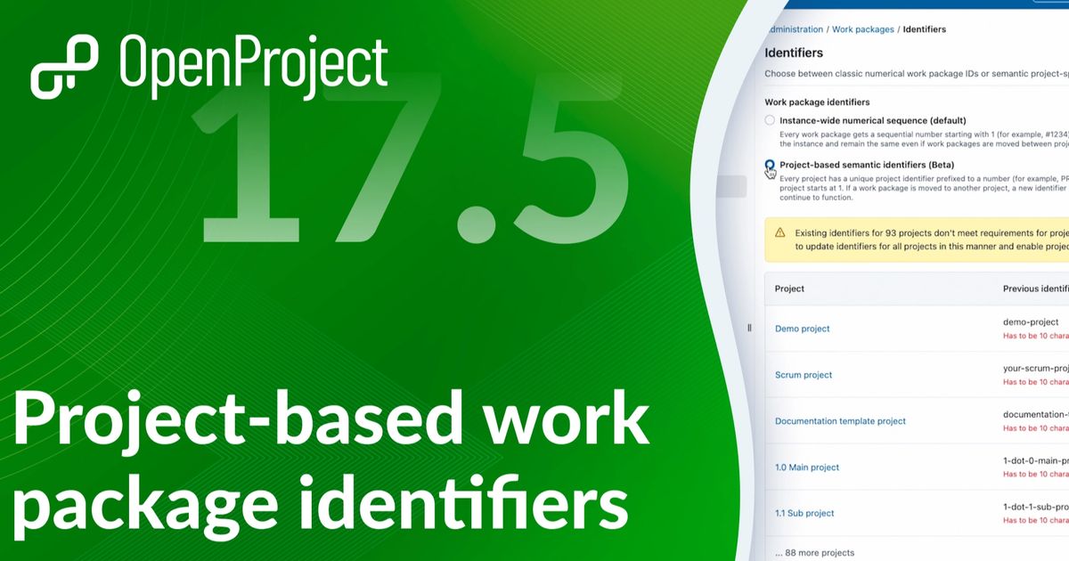 OpenProject 17.5 offers project-based work package identifiers and more ...