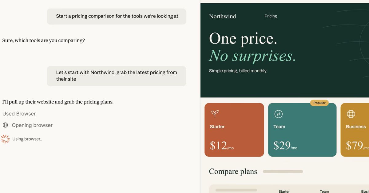 Claude Cowork can now handle web tasks in its own browser