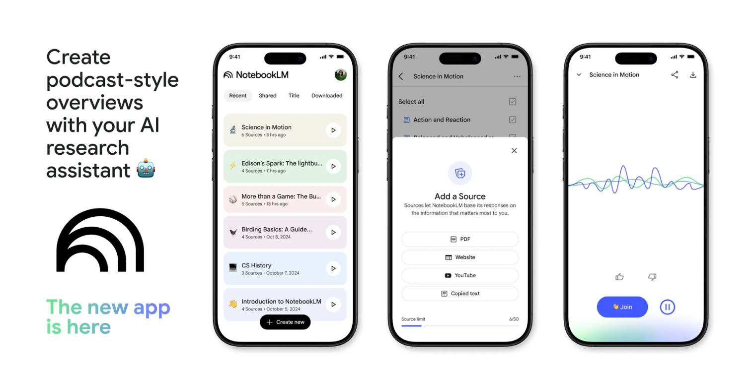 Google launches NotebookLM app for iOS & Android to listen to Audio ...