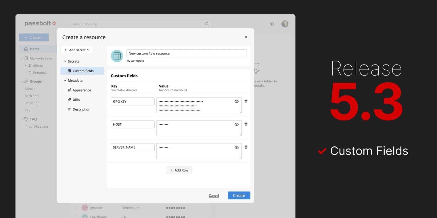 Password manager Passbolt 5.3 released with custom fields and ...