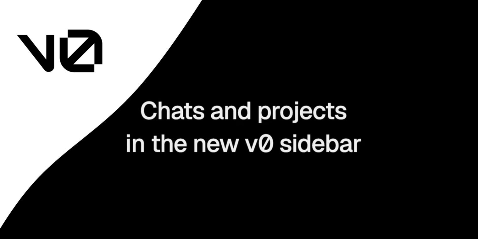 v0 sidebar groups chats by project with real-time status updates ...