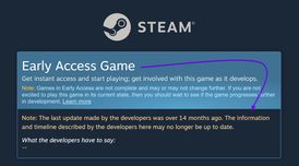 Steam now warns you about early access games that haven't been updated in over a year image