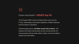 Open-source X front-ends Nitter & XCancel resume service after seeking legal advice image