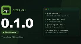 Gitea releases gt CLI with JSON output and Actions support image