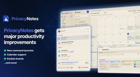 PrivacyNotes adds Ninja quick-add, calendar, Kanban boards, and wellness tracking image