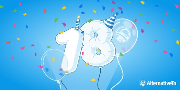 We’re all grown up now! AlternativeTo is turning 18 today 🎈🎂 image