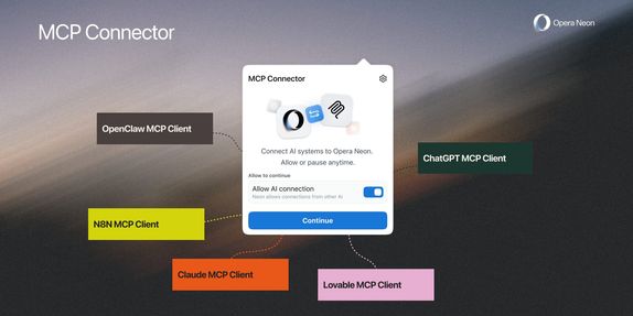 Opera Neon launches built-in MCP server to let external AI agents control your web browser image