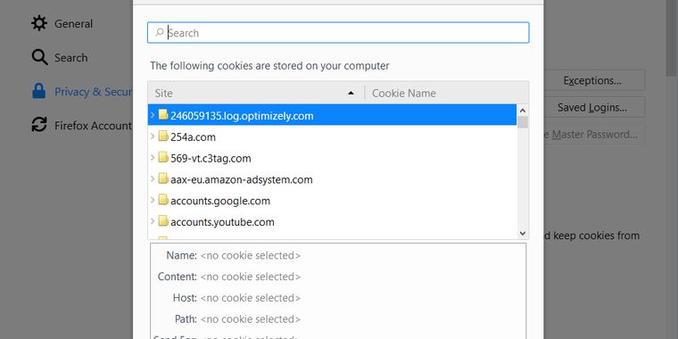 Firefox 60's nightly builds point towards harder to access individual cookie management