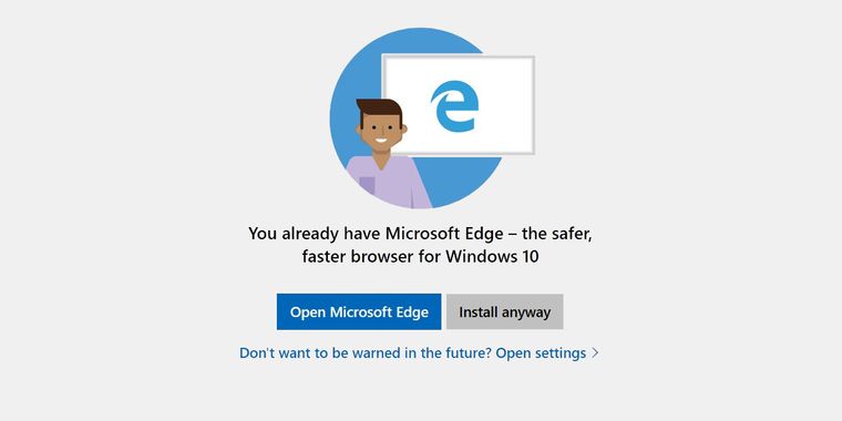 Microsoft implemented and then removed a Windows 10 Edge prompt