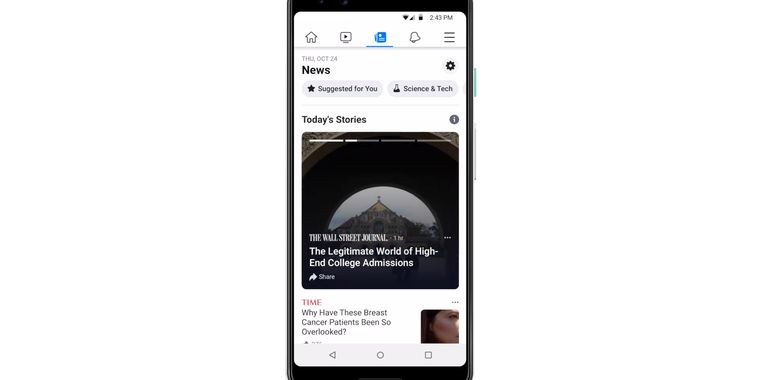 Facebook launching dedicated and curated News section, testing first in the US