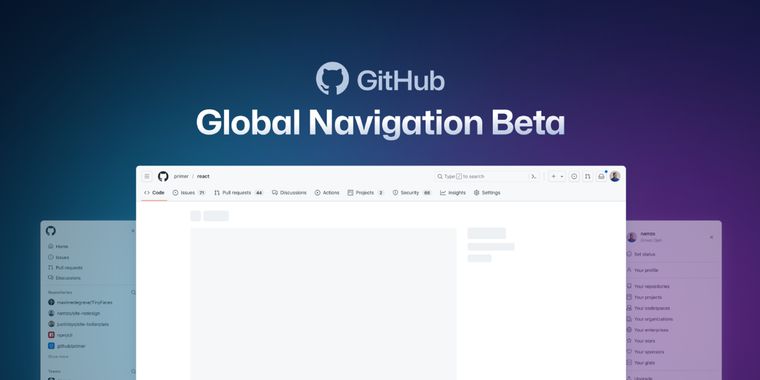 GitHub Introduces redesigned Global Navigation for all users as a public beta