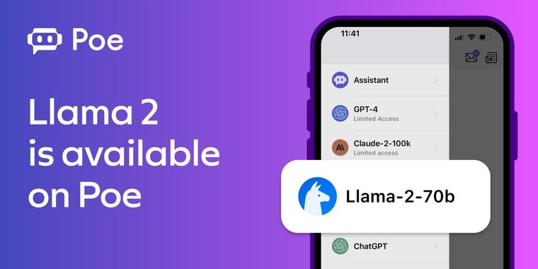 Poe chatbot service expands support for Meta Llama 2 models