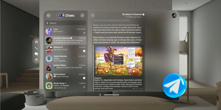 Telegram CEO reveals plans for VisionOS app tailored for Apple Vision Pro