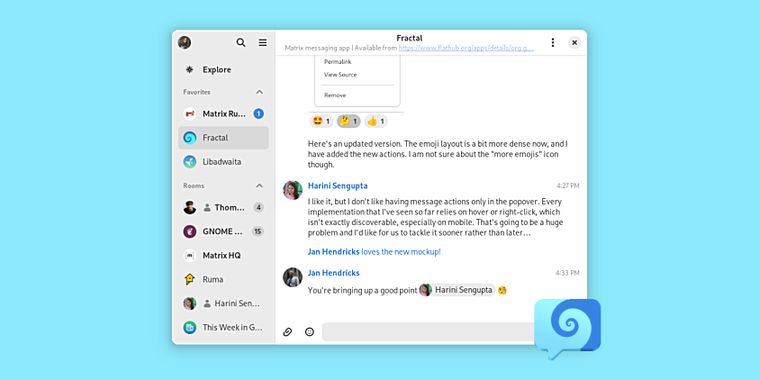 Matrix messaging client Fractal 5 is a complete GTK 4 rewrite with enhanced features