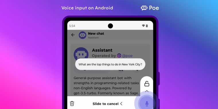 Quora's AI chatbot platform, Poe, introduces voice input for interacting verbally