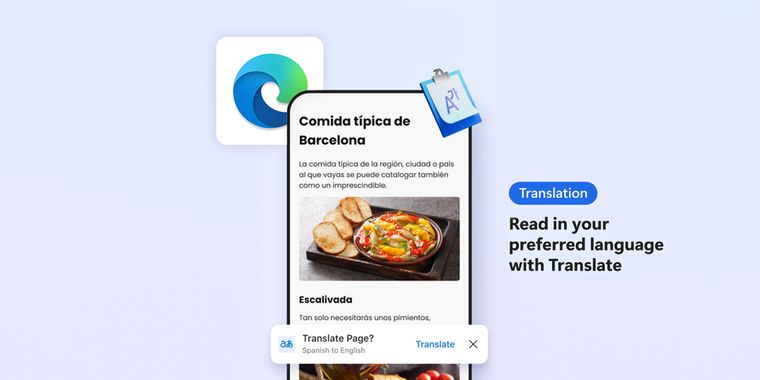 Microsoft Edge for Android updates translation UI with a new panel in the Canary version