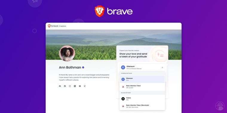 Brave introduces on-chain Web3 crypto contributions from fans for Brave Creators