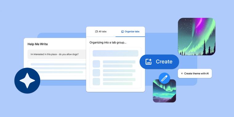 New Chrome 121 introduces AI-powered tab organizer, theme maker, and writing assistant