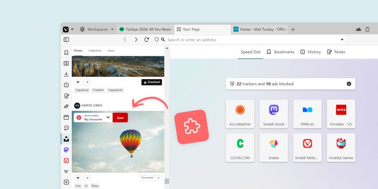 Vivaldi 6.6 brings a better Mail Search, Translate and Web Panels with extension support