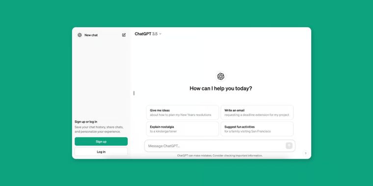 ChatGPT can now be used without needing to sign up, although with limited features