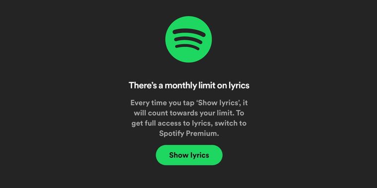 Spotify has quietly implemented a monthly limit on the lyrics feature for free users