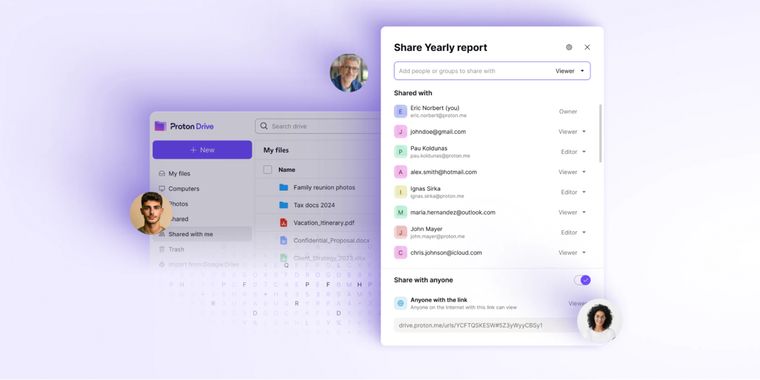 Proton Drive enhances file sharing with E2EE, public links, and permission controls