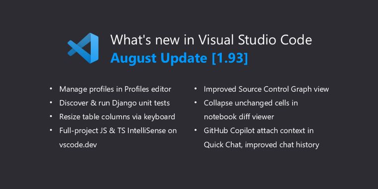 Visual Studio Code 1.93 update brings centralized profiles, enhanced GitHub Copilot & more