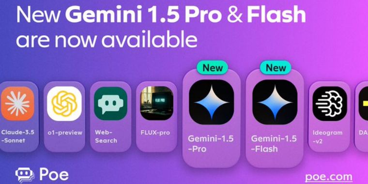 Google launches upgraded Gemini 1.5 Pro and Gemini 1.5 Flash on Poe