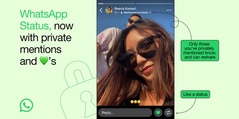 WhatsApp enhances Status feature with status likes and private mentions