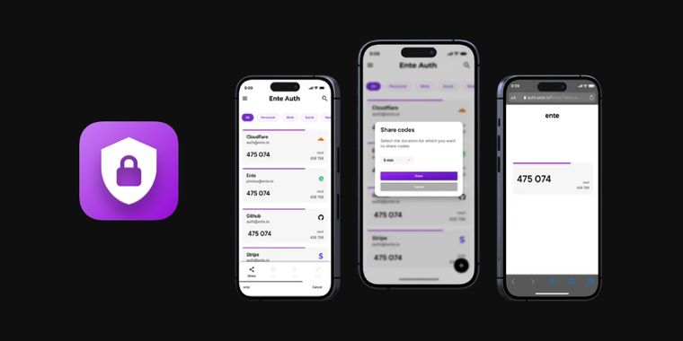 Ente Auth 4.0 has been released with secure 2FA code sharing, note addition, and more