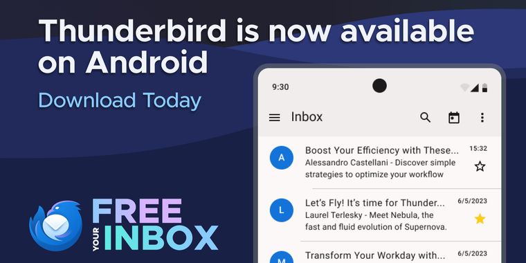 Thunderbird has just released the first stable version for Android after two years of work