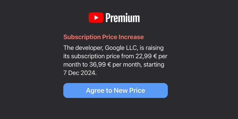 YouTube Premium Family is reportedly raising its subscription price by up to €14