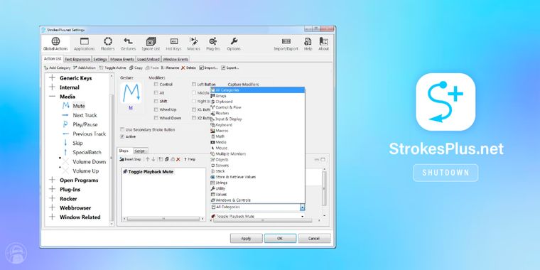 Mouse gestures tool StrokesPlus.net shuts down after 13 years
