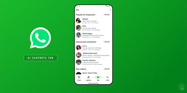 WhatsApp tests new AI tab for quick access to Meta's AI chatbots in latest update