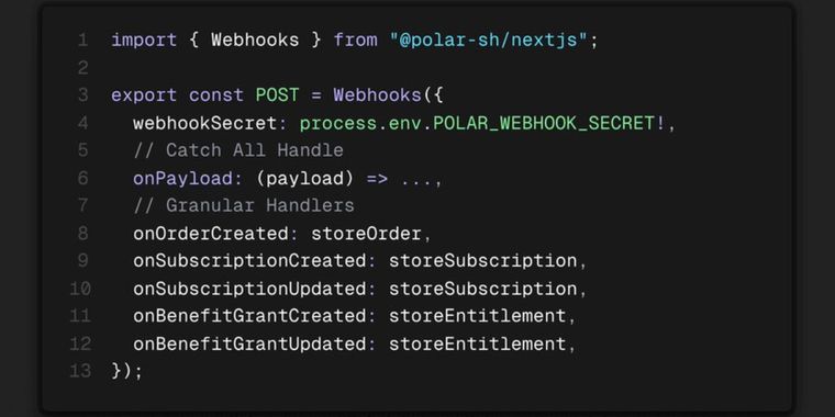 Polar introduces Granular Webhook-handlers